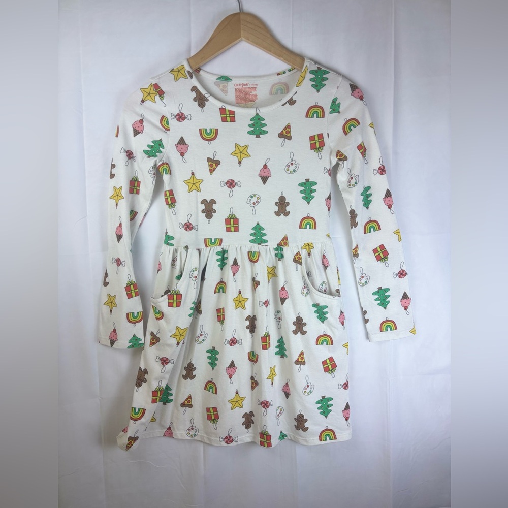 Cat & Jack White Dress with Festive Print